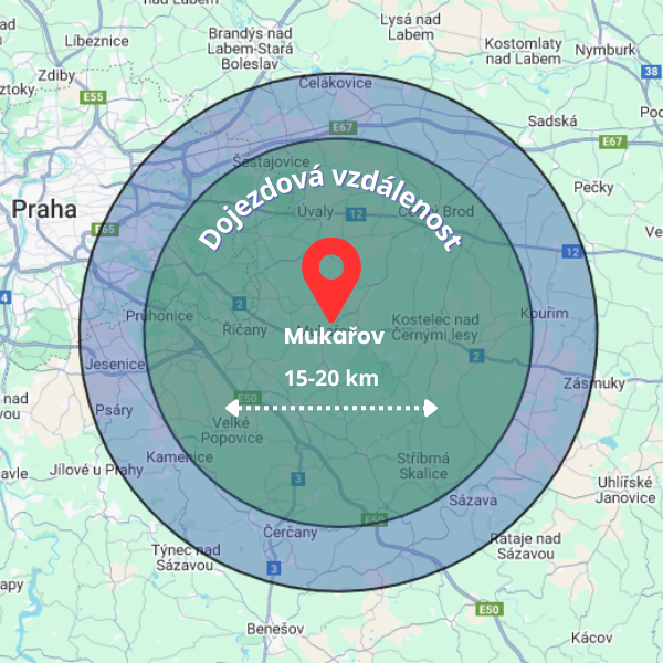 Mapa Dojezdu